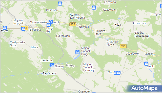 mapa Majdan Sopocki Drugi, Majdan Sopocki Drugi na mapie Targeo