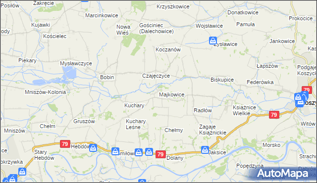 mapa Majkowice gmina Nowe Brzesko, Majkowice gmina Nowe Brzesko na mapie Targeo