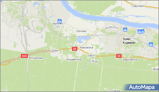 mapa Makowiska gmina Solec Kujawski, Makowiska gmina Solec Kujawski na mapie Targeo