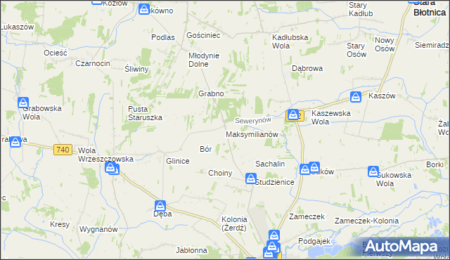 mapa Maksymilianów gmina Przytyk, Maksymilianów gmina Przytyk na mapie Targeo