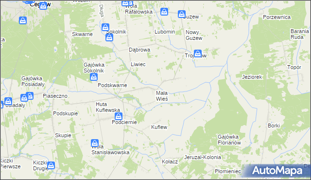 mapa Mała Wieś gmina Mrozy, Mała Wieś gmina Mrozy na mapie Targeo