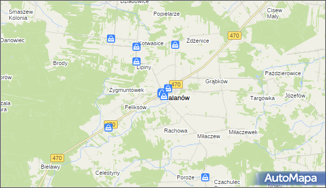 mapa Malanów powiat turecki, Malanów powiat turecki na mapie Targeo