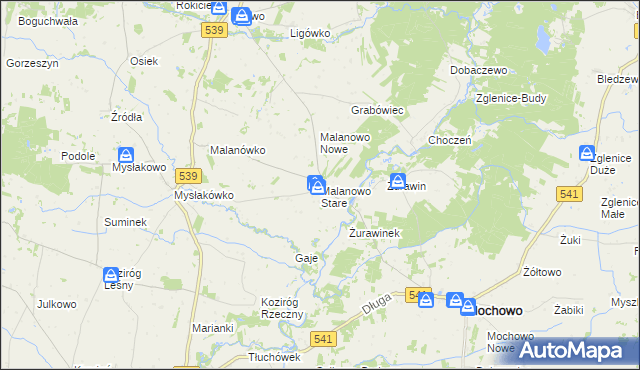 mapa Malanowo Stare, Malanowo Stare na mapie Targeo