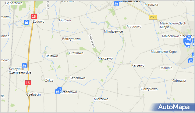 mapa Malczewo, Malczewo na mapie Targeo