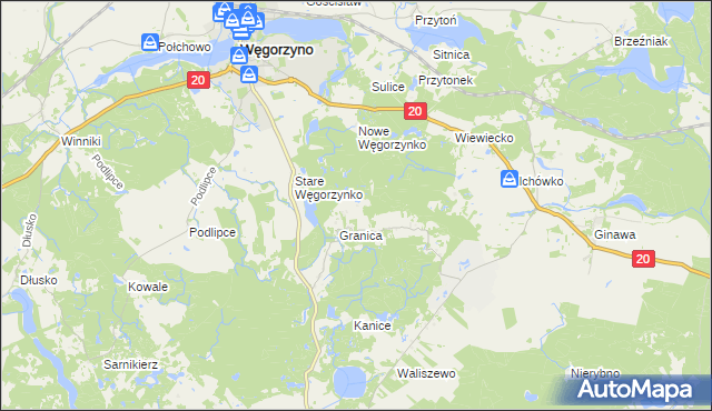 mapa Małe Węgorzynko, Małe Węgorzynko na mapie Targeo