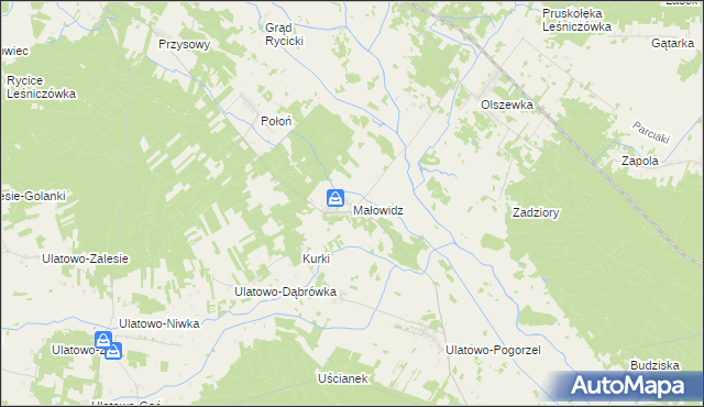 mapa Małowidz, Małowidz na mapie Targeo