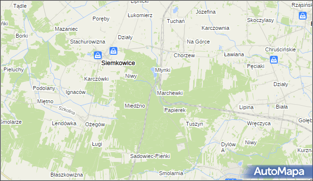 mapa Marchewki gmina Siemkowice, Marchewki gmina Siemkowice na mapie Targeo