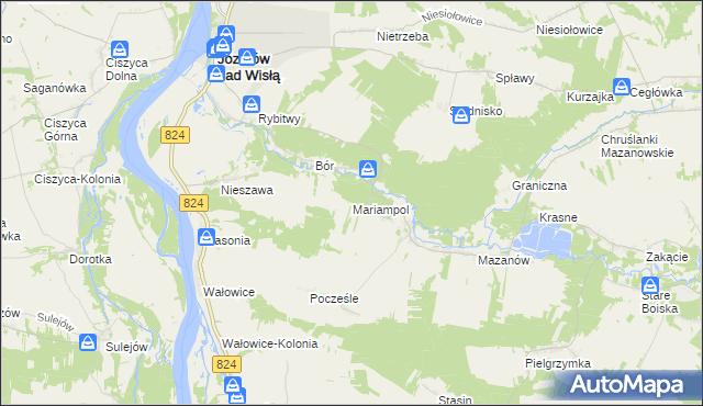 mapa Mariampol gmina Józefów nad Wisłą, Mariampol gmina Józefów nad Wisłą na mapie Targeo