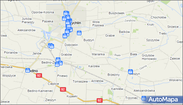mapa Marianka gmina Żychlin, Marianka gmina Żychlin na mapie Targeo