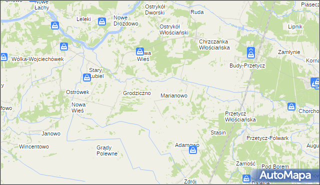 mapa Marianowo gmina Długosiodło, Marianowo gmina Długosiodło na mapie Targeo
