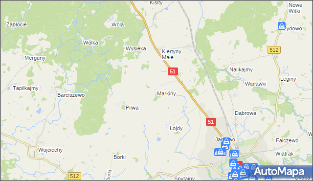 mapa Markiny, Markiny na mapie Targeo