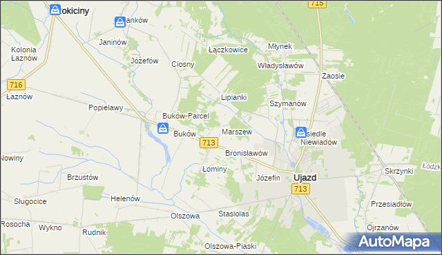 mapa Marszew gmina Ujazd, Marszew gmina Ujazd na mapie Targeo