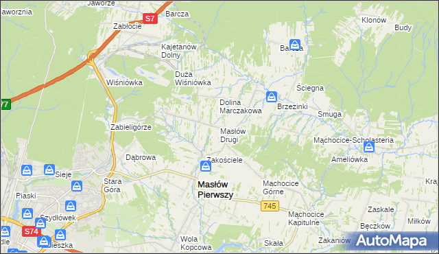 mapa Masłów Drugi, Masłów Drugi na mapie Targeo