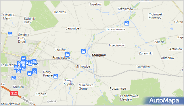 mapa Mełgiew, Mełgiew na mapie Targeo