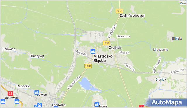 mapa Miasteczko Śląskie, Miasteczko Śląskie na mapie Targeo
