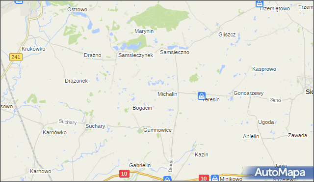mapa Michalin gmina Nakło nad Notecią, Michalin gmina Nakło nad Notecią na mapie Targeo