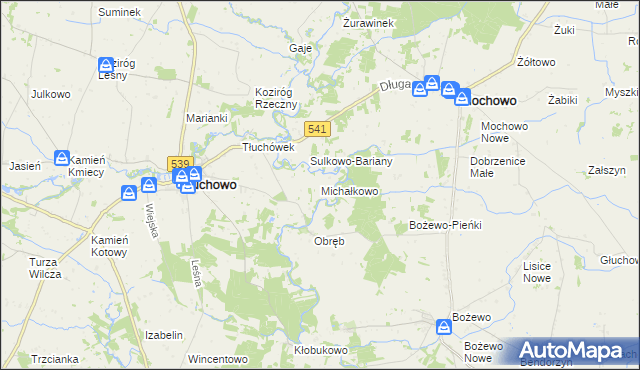mapa Michałkowo gmina Tłuchowo, Michałkowo gmina Tłuchowo na mapie Targeo