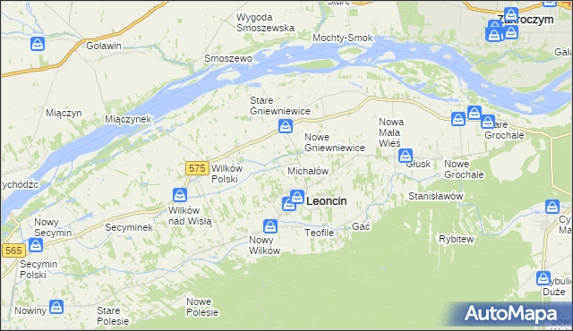 mapa Michałów gmina Leoncin, Michałów gmina Leoncin na mapie Targeo