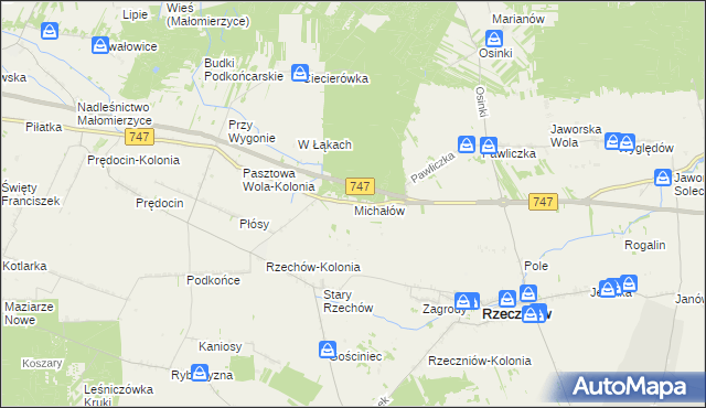 mapa Michałów gmina Rzeczniów, Michałów gmina Rzeczniów na mapie Targeo
