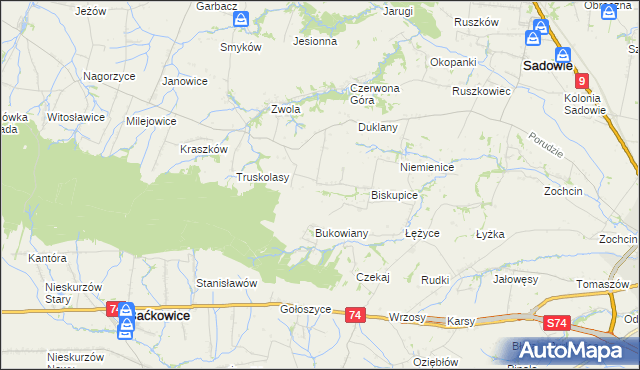 mapa Michałów gmina Sadowie, Michałów gmina Sadowie na mapie Targeo