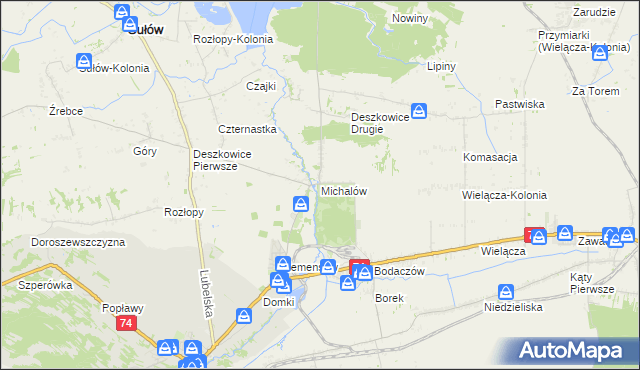 mapa Michalów gmina Sułów, Michalów gmina Sułów na mapie Targeo