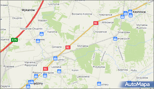 mapa Michałów Rudnicki, Michałów Rudnicki na mapie Targeo
