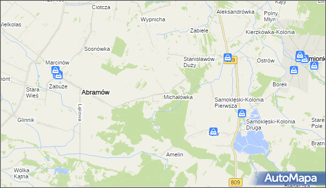 mapa Michałówka gmina Abramów, Michałówka gmina Abramów na mapie Targeo
