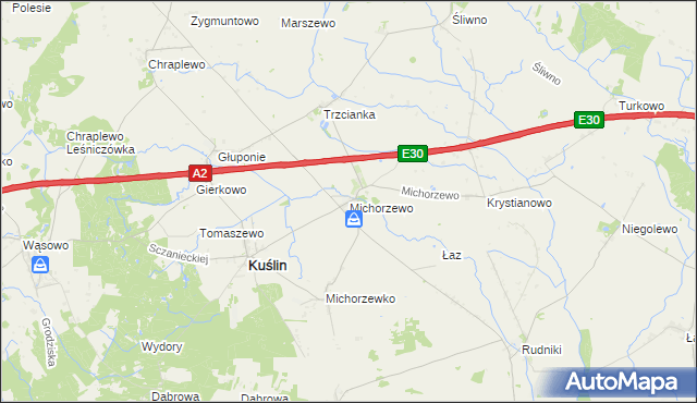 mapa Michorzewo, Michorzewo na mapie Targeo