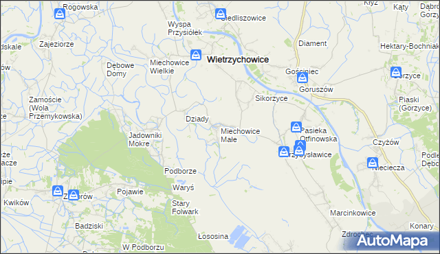 mapa Miechowice Małe, Miechowice Małe na mapie Targeo