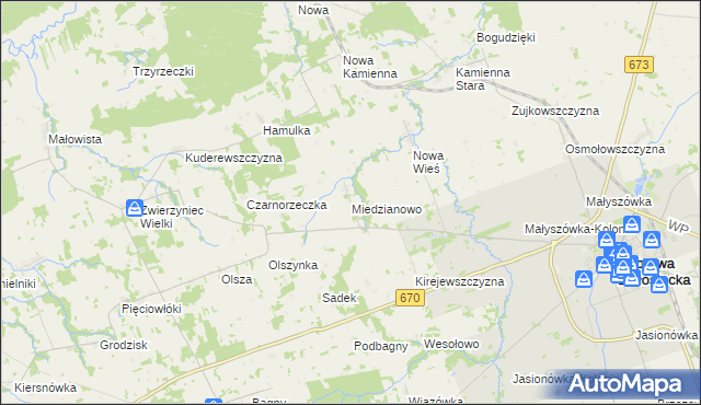 mapa Miedzianowo, Miedzianowo na mapie Targeo