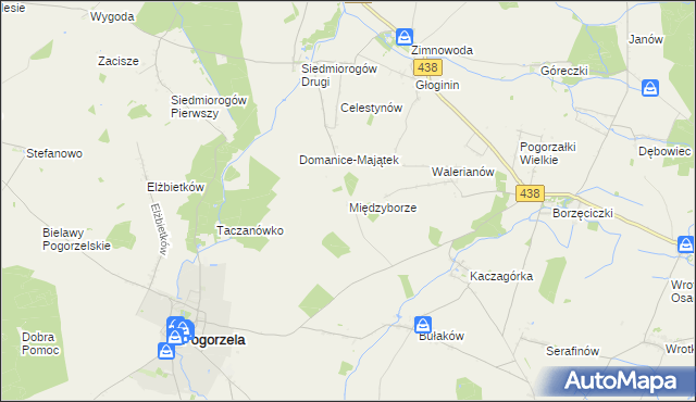 mapa Międzyborze gmina Pogorzela, Międzyborze gmina Pogorzela na mapie Targeo