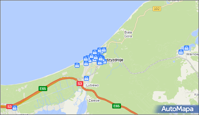 mapa Międzyzdroje, Międzyzdroje na mapie Targeo