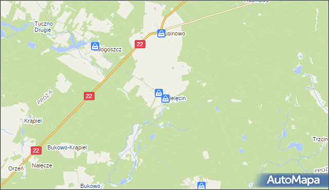 mapa Mielęcin gmina Człopa, Mielęcin gmina Człopa na mapie Targeo