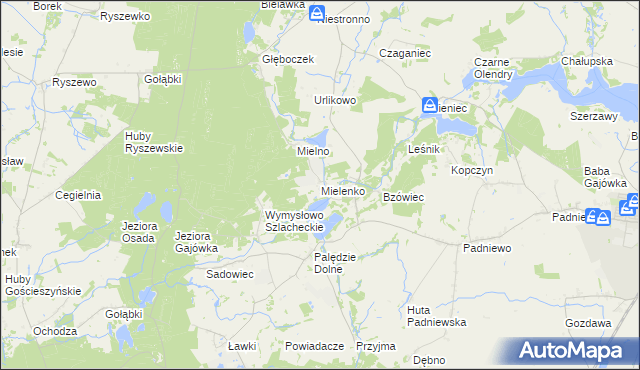 mapa Mielenko gmina Mogilno, Mielenko gmina Mogilno na mapie Targeo