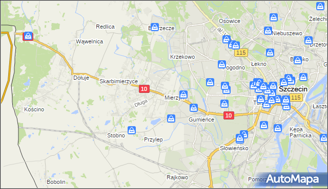 mapa Mierzyn gmina Dobra (Szczecińska), Mierzyn gmina Dobra (Szczecińska) na mapie Targeo
