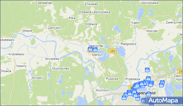 mapa Mierzyn gmina Międzychód, Mierzyn gmina Międzychód na mapie Targeo
