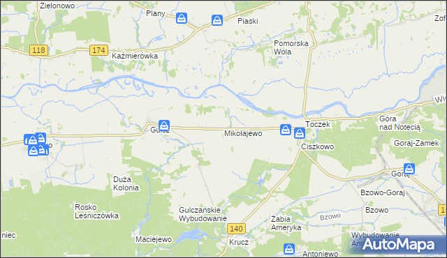 mapa Mikołajewo gmina Czarnków, Mikołajewo gmina Czarnków na mapie Targeo