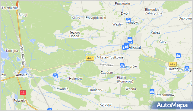 mapa Mikstat-Pustkowie, Mikstat-Pustkowie na mapie Targeo
