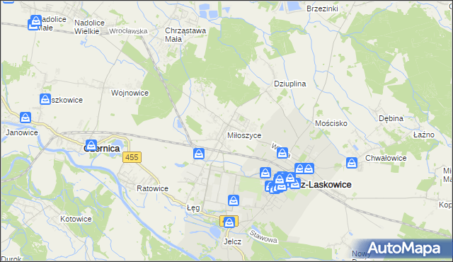 mapa Miłoszyce, Miłoszyce na mapie Targeo