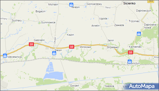 mapa Minikowo gmina Nakło nad Notecią, Minikowo gmina Nakło nad Notecią na mapie Targeo