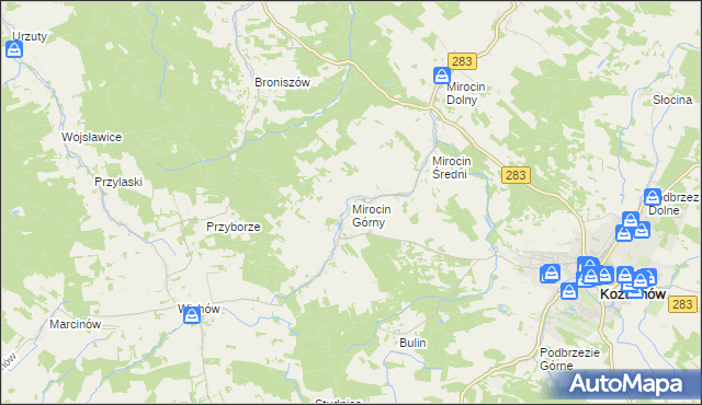 mapa Mirocin Górny, Mirocin Górny na mapie Targeo