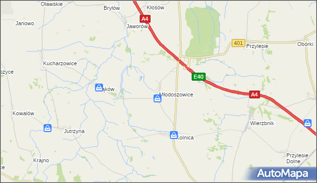 mapa Młodoszowice, Młodoszowice na mapie Targeo