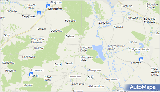 mapa Młodzawy Duże, Młodzawy Duże na mapie Targeo