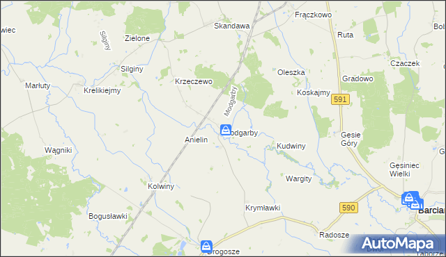 mapa Modgarby, Modgarby na mapie Targeo