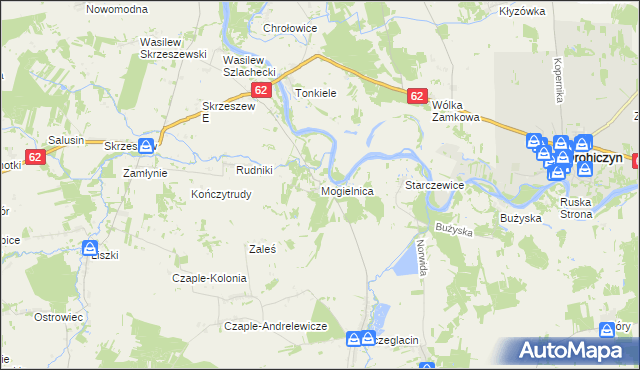 mapa Mogielnica gmina Korczew, Mogielnica gmina Korczew na mapie Targeo