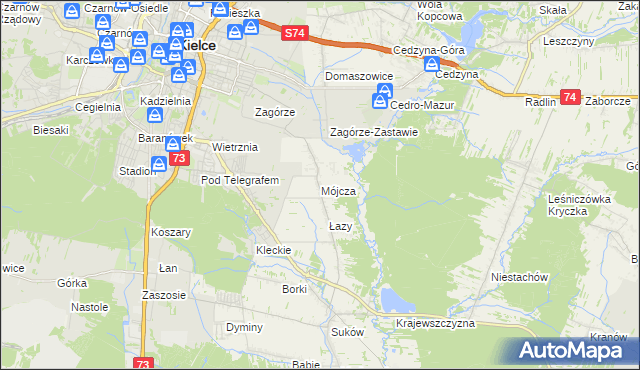 mapa Mójcza, Mójcza na mapie Targeo