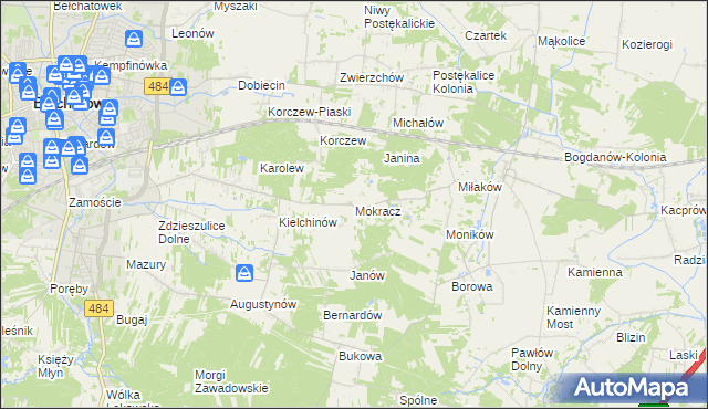 mapa Mokracz, Mokracz na mapie Targeo