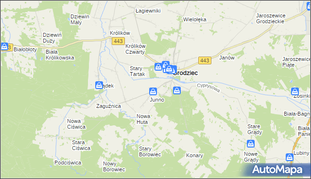 mapa Mokre gmina Grodziec, Mokre gmina Grodziec na mapie Targeo