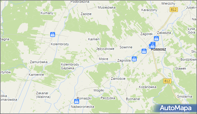 mapa Mokre gmina Rossosz, Mokre gmina Rossosz na mapie Targeo