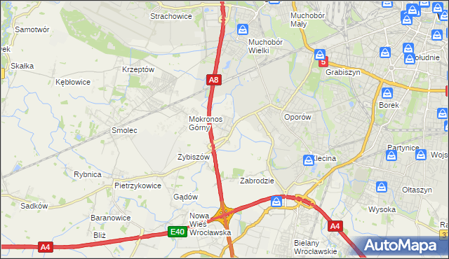 mapa Mokronos Dolny, Mokronos Dolny na mapie Targeo